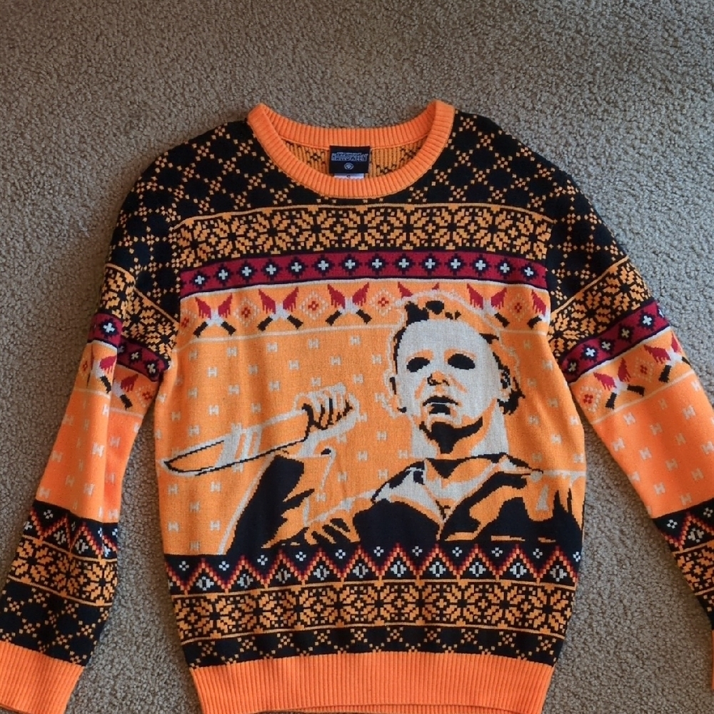 Halloween Themed Orange and Black Sweater